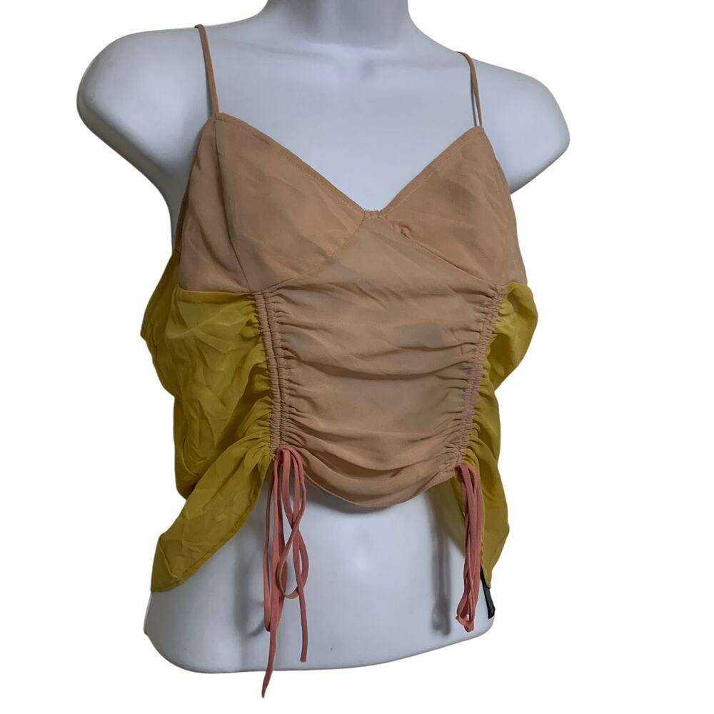Zara Multicolor Tie Front Cropped Top Womens Size M